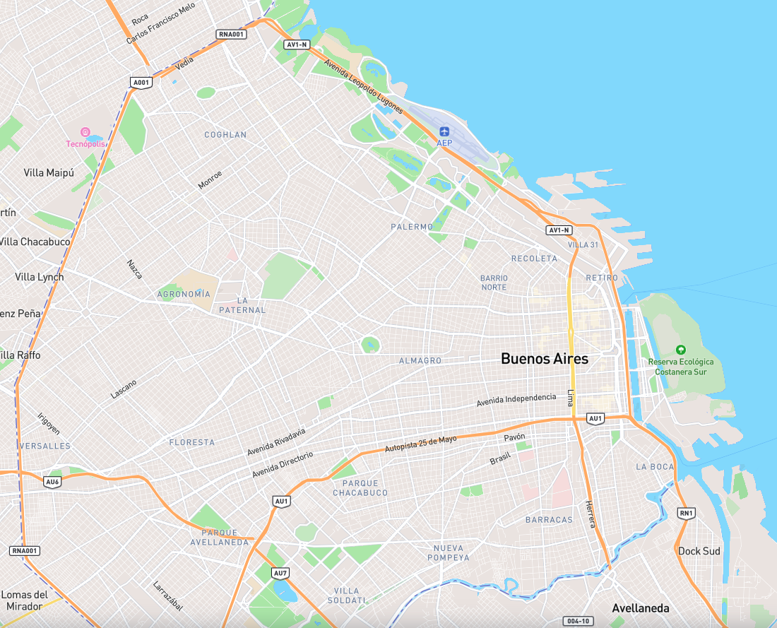 Vista previa de mapa interactivo Codealo Routes - API de mapas para LATAM